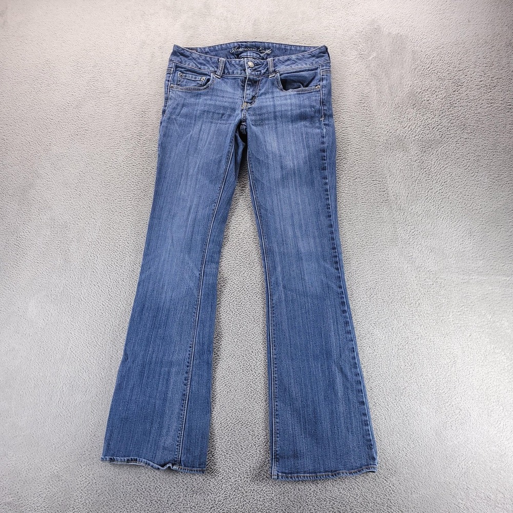 American Eagle Jeans Womens 8 Tall Blue Artist Low Rise Bootcut Stretch Denim